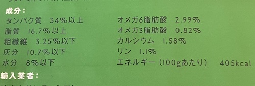 カナガンキャットフード チキンの成分表