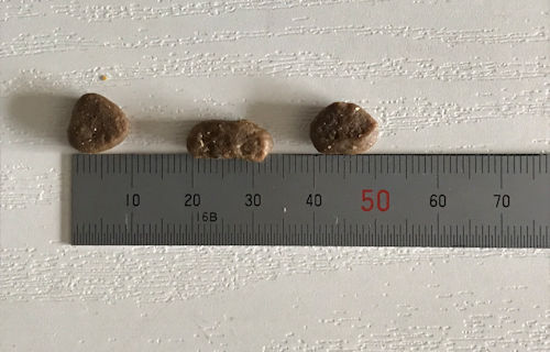 オリジンキャットフードの粒の大きさ