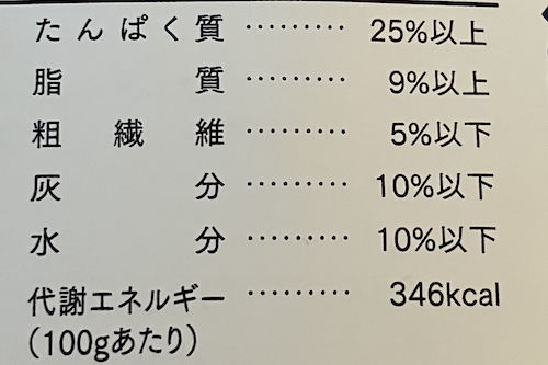 金虎のドッグフードおさかなの成分表