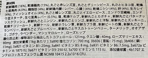 アカナドッグフードの原材料一覧
