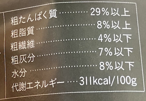 ナチュラルワンドッグフードの成分表